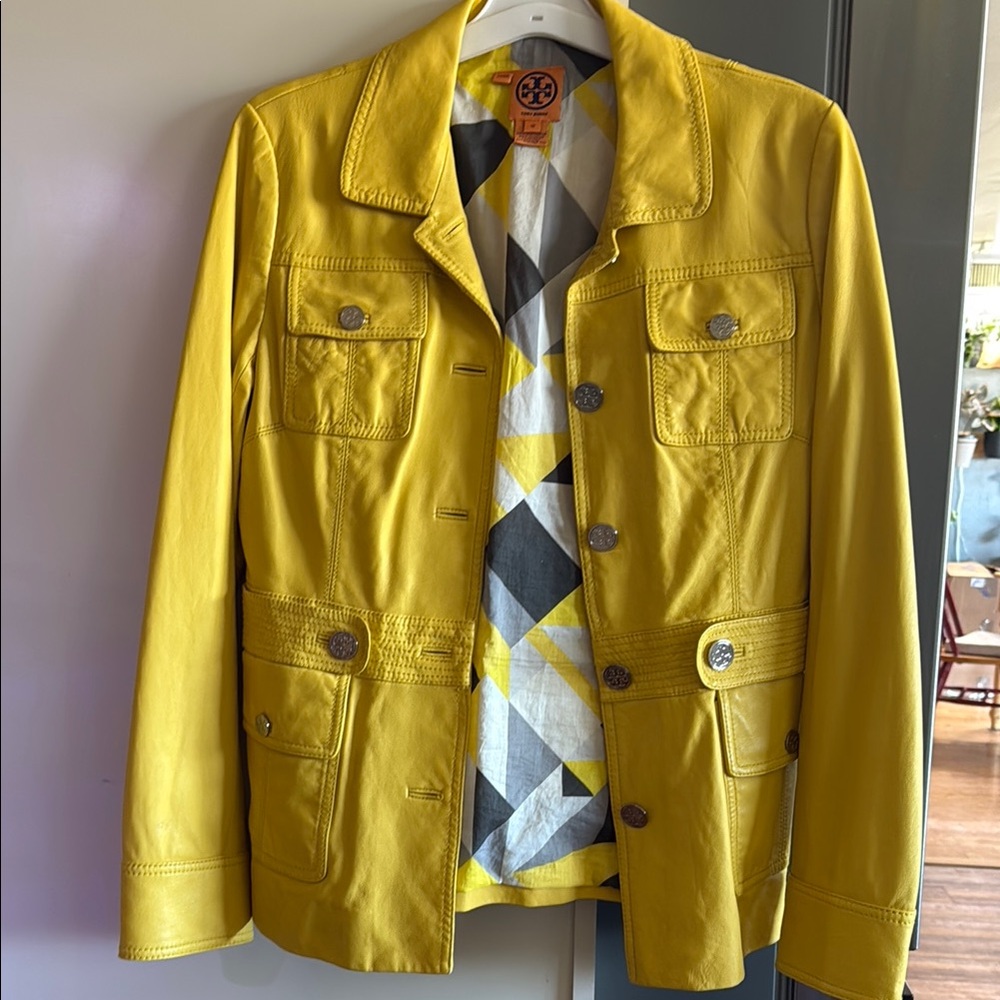 Tory Burch Yellow Military Field Jacket